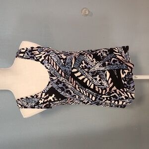 Tucker animal print Abstract Art silk low back tank top